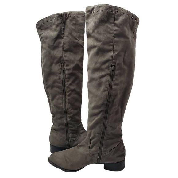 Lime Light Joaquin Faux Suede Studded Knee High Tall Gray Riding Boots Size 9 - Picture 9 of 12